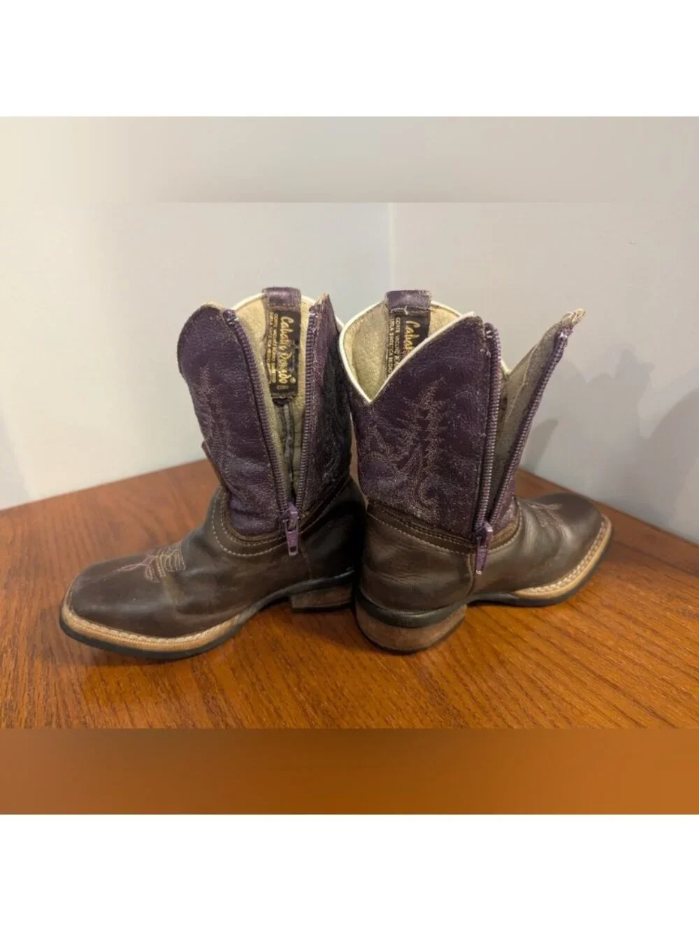 Cowgirl Boots Caballo Dorado Western boots Kids Sz 10 purple & brown leather